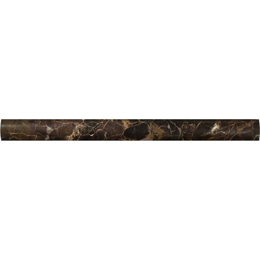 1 x 12 Polished Emperador Dark Marble Quarter Round Trim - Tilephile
