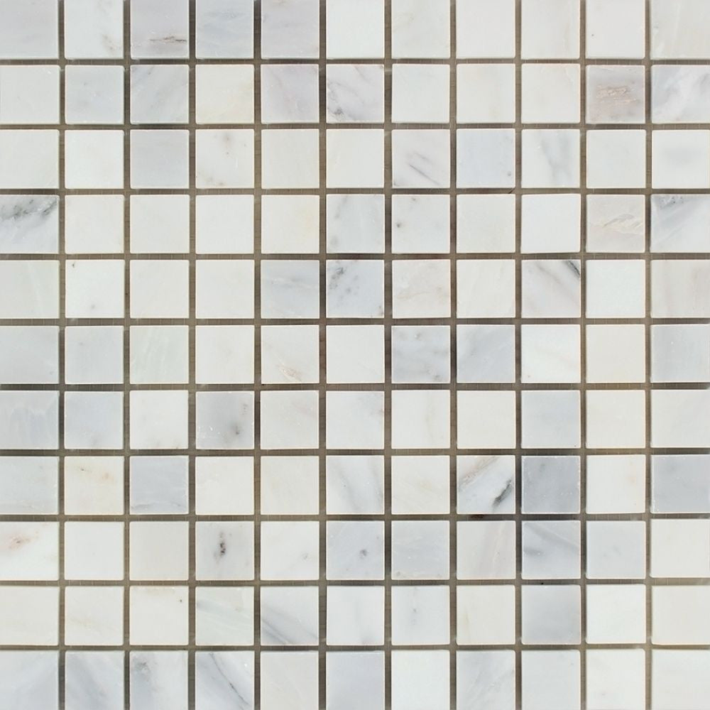1 x 1 Polished Oriental White Marble Mosaic Tile - Tilephile