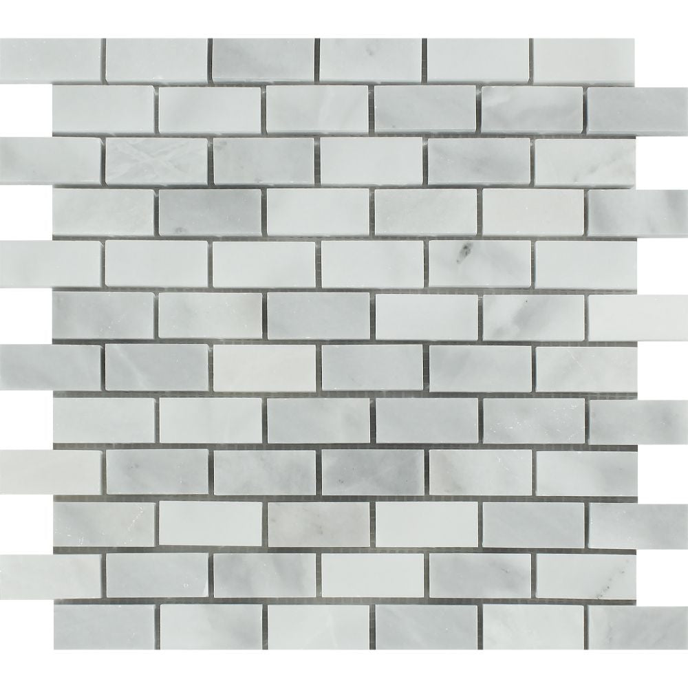 1 x 2 Honed Bianco Mare Marble Mosaic Tile - Tilephile