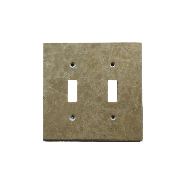 Light Walnut Travertine 2 Toggle Switch Plate Cover - Travertine Wall Plate