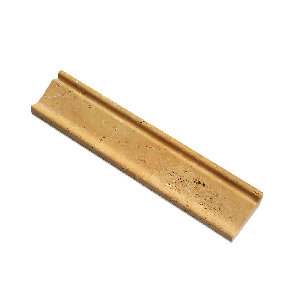 2 1/2 x 12 Honed Gold Travertine Crown Molding - Tilephile