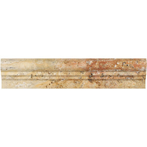 2 1/2 x 12 Honed Scabos Travertine Double-step Chair Rail Trim - Tilephile
