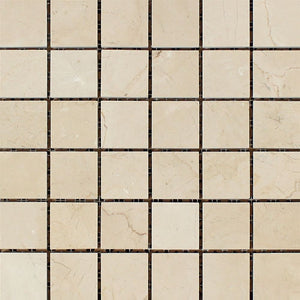 2 x 2 Polished Crema Marfil Marble Mosaic Tile - Tilephile