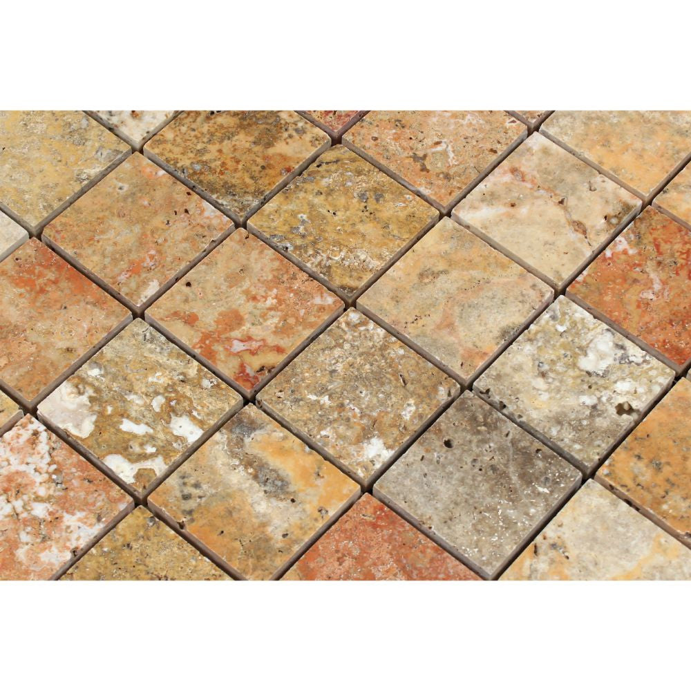 2 x 2 Polished Scabos Travertine Mosaic Tile - Tilephile
