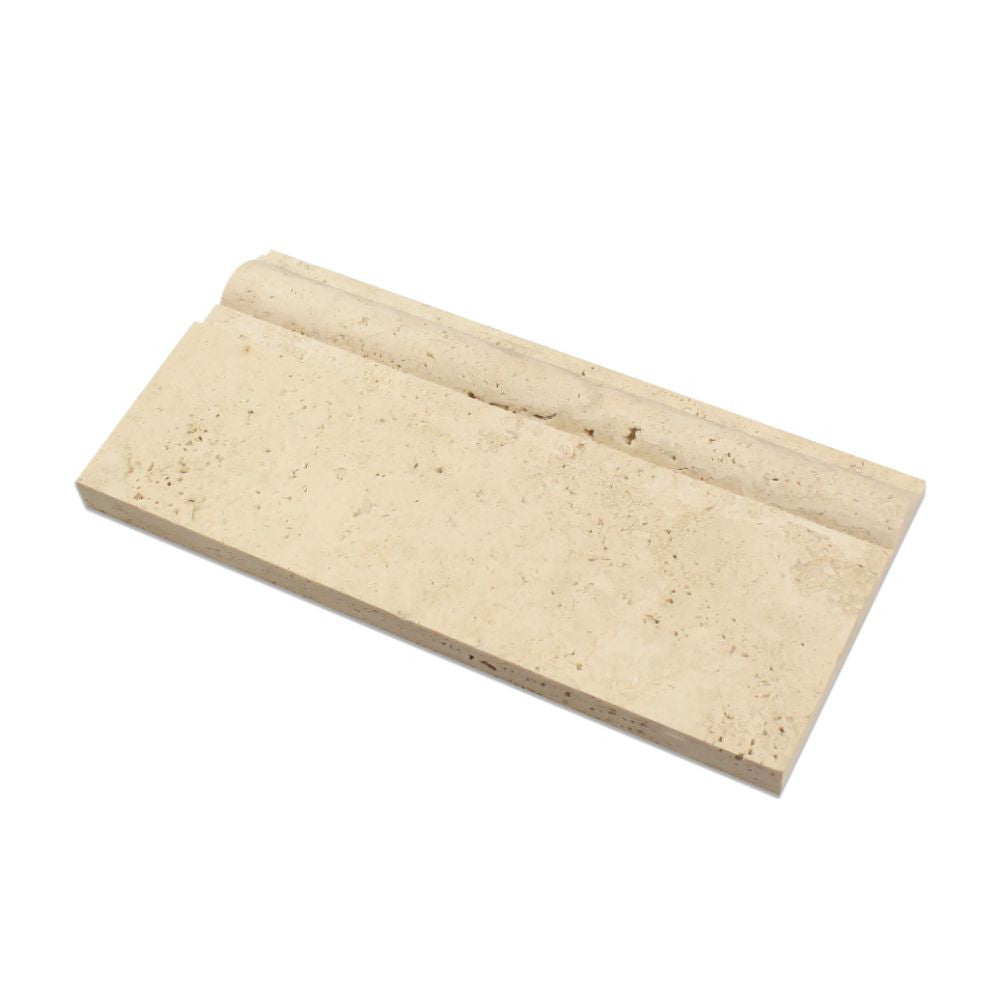 5 x 12 Honed Ivory Travertine Baseboard Trim - Tilephile