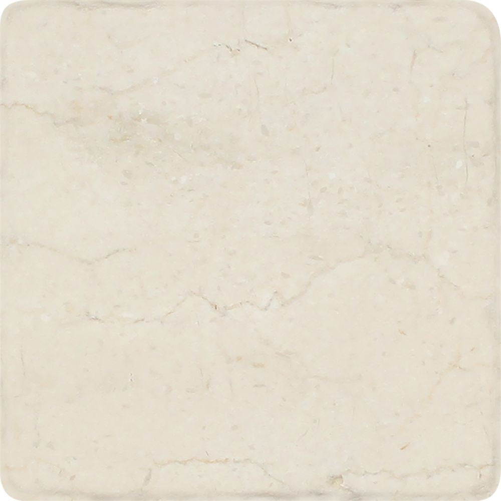6 x 6 Tumbled Crema Marfil Marble Tile - Tilephile