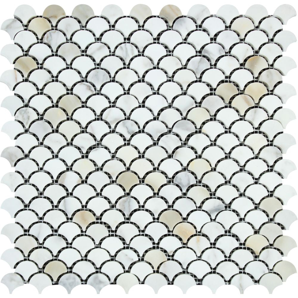 Calacatta Gold Honed Marble Raindrop Mosaic Tile - Tilephile