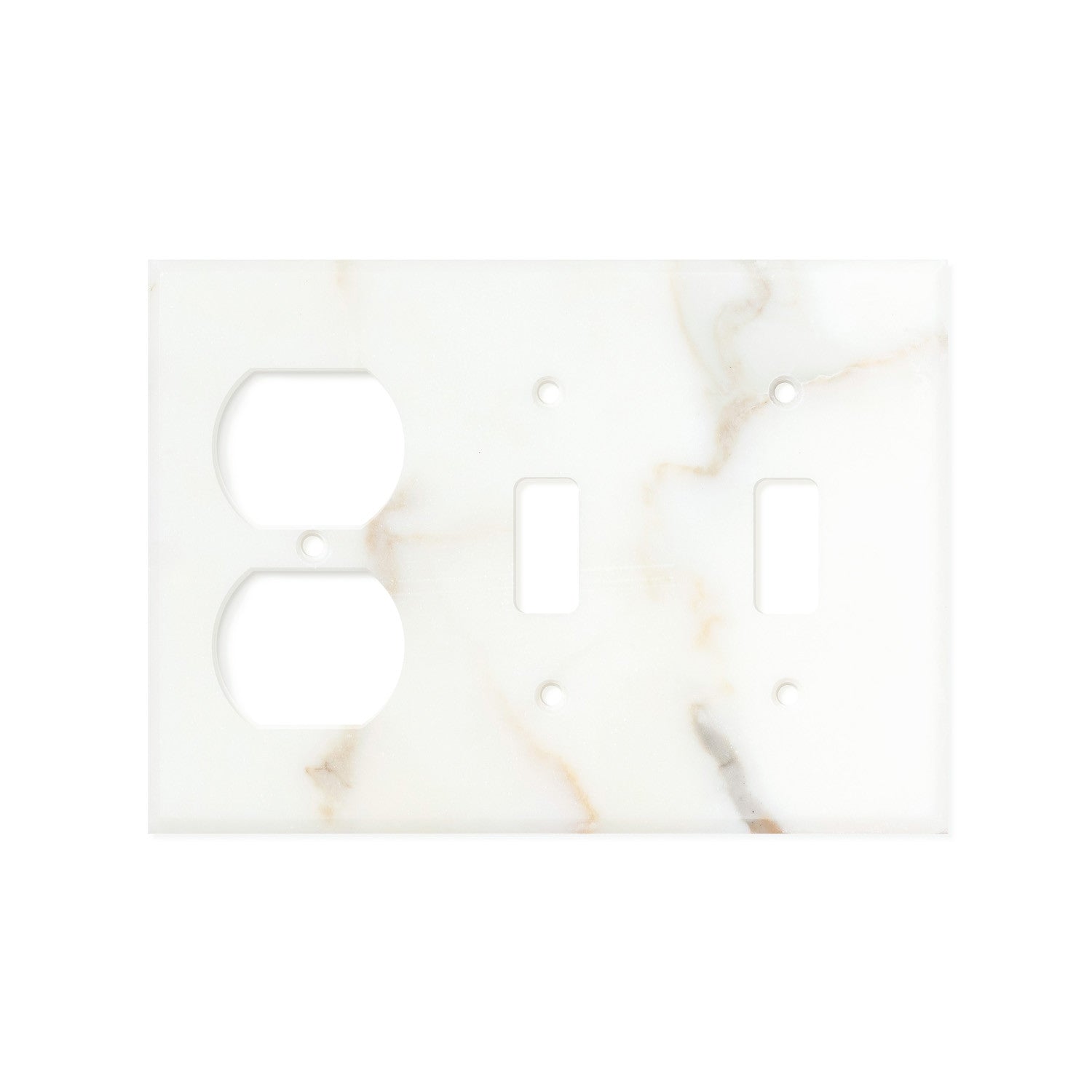Calacatta Gold Marble Switch Plate Cover, Polished (DOUBLE TOGGLE DUPLEX) - Tilephile