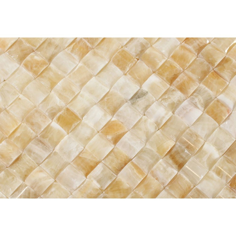 Honey Onyx Polished 3-D Small-Bread Mosaic Tile - Tilephile