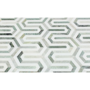 Thassos White Honed Marble Berlinetta Mosaic Tile (Thassos w/ Ming Green) - Tilephile