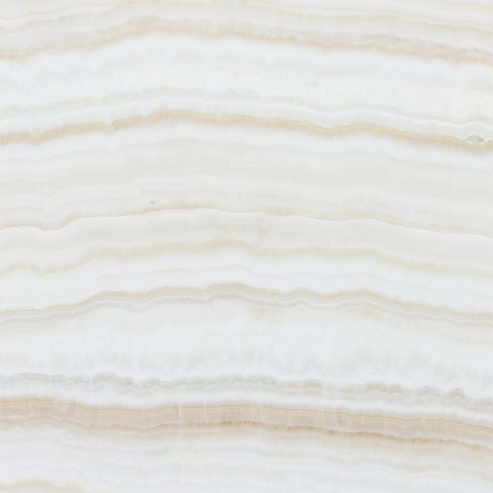 12 x 12 Polished White Onyx Tile - (Vein-Cut) - Tilephile