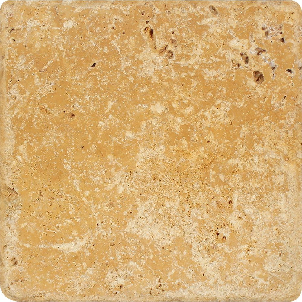 12 x 12 Tumbled Gold Travertine Tile - Tilephile