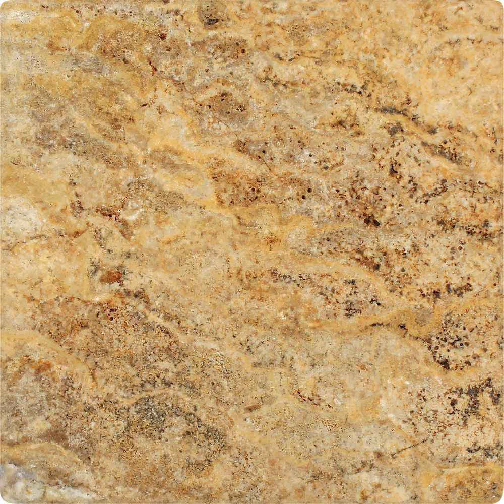 12 x 12 Tumbled Scabos Travertine Tile Sample - Tilephile