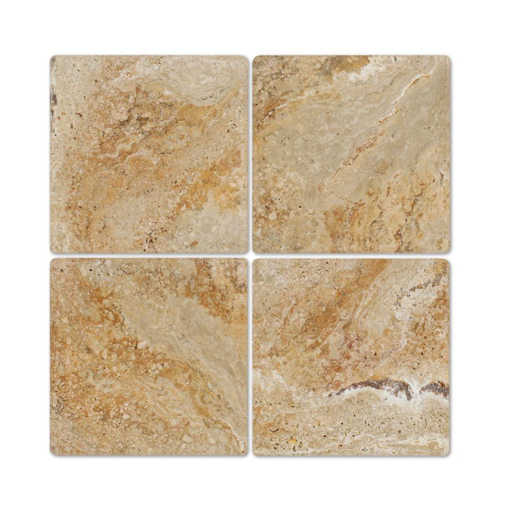 12 x 12 Tumbled Valencia Travertine Tile - Tilephile