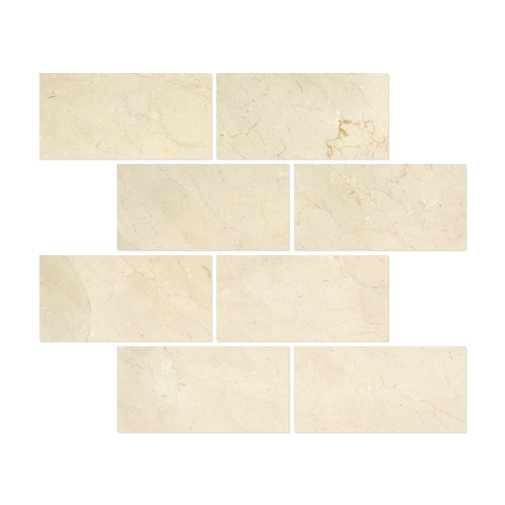 12 x 24 Honed Crema Marfil Marble Tile - Premium - Tilephile