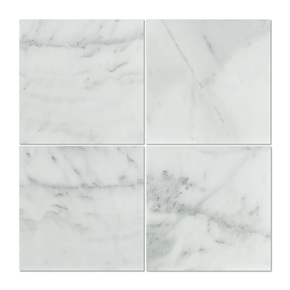 18 x 18 Polished Bianco Mare Marble Tile - Tilephile