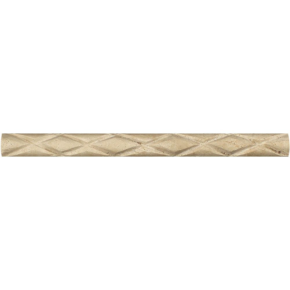 1 x 12 Honed Ivory Travertine Diamond Rope Liner Sample - Tilephile