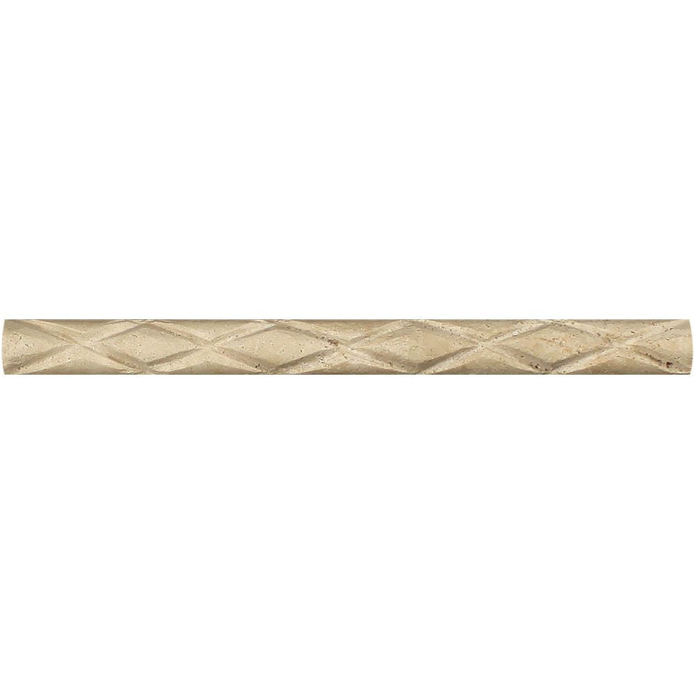 1 x 12 Honed Ivory Travertine Diamond Rope Liner - Tilephile