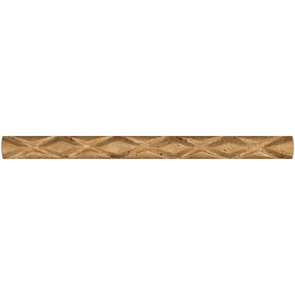 1 x 12 Honed Noce Travertine Diamond Rope Liner Sample - Tilephile