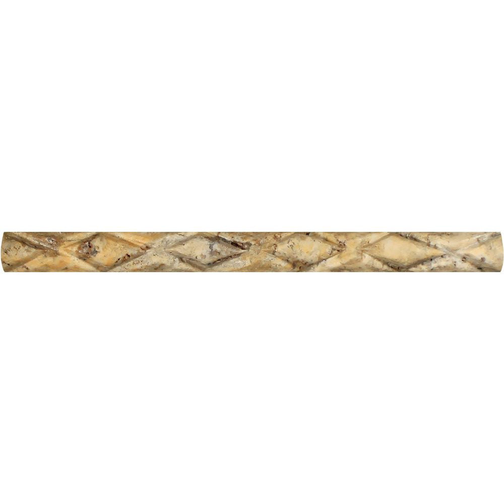 1 x 12 Honed Scabos Travertine Diamond Rope Liner Sample - Tilephile