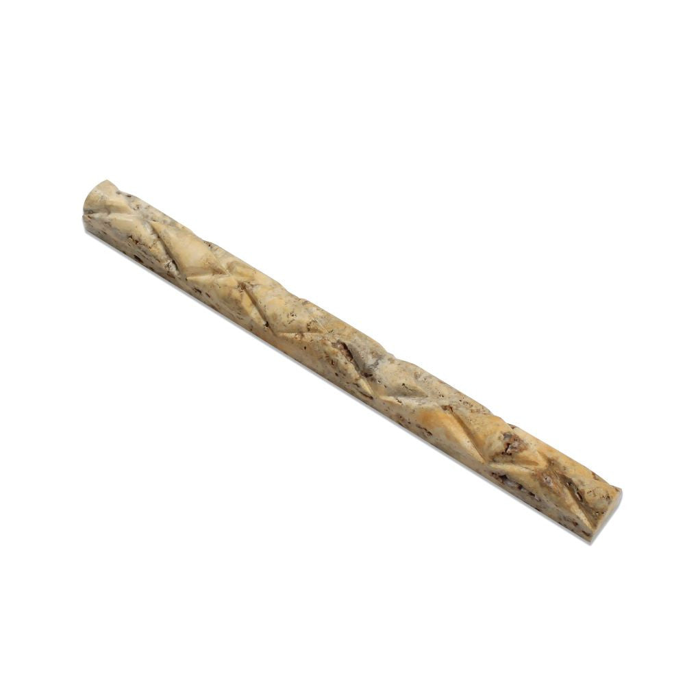1 x 12 Honed Scabos Travertine Diamond Rope Liner - Tilephile