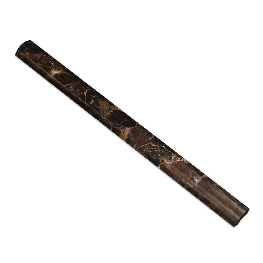 1 x 12 Polished Emperador Dark Marble Quarter Round Trim - Tilephile