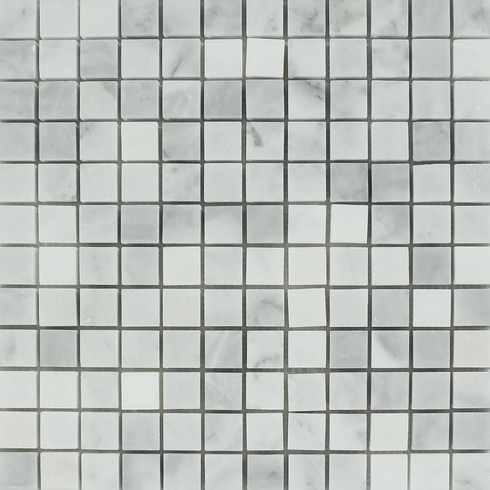 1 x 1 Honed Bianco Mare Marble Mosaic Tile Sample - Tilephile