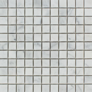 1 x 1 Polished Bianco Carrara Marble Mosaic Tile - Tilephile