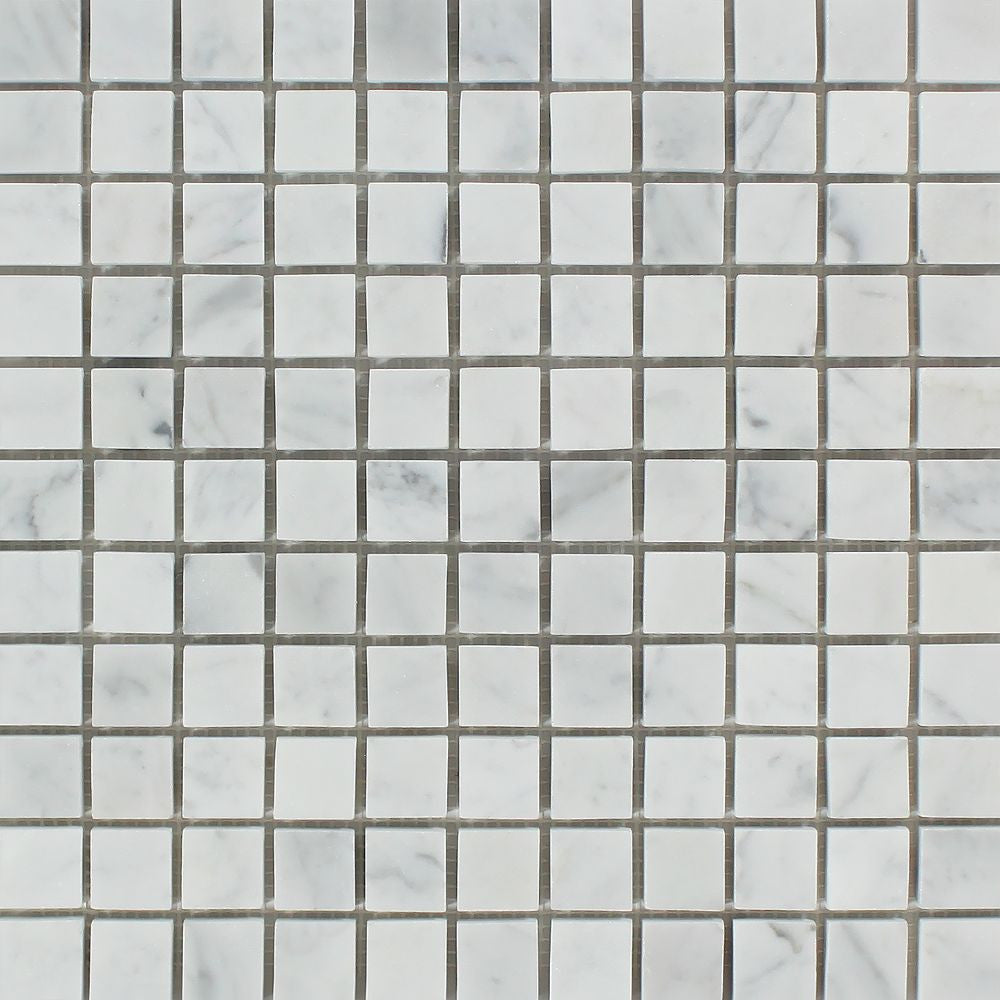 1 x 1 Polished Bianco Carrara Marble Mosaic Tile Sample - Tilephile