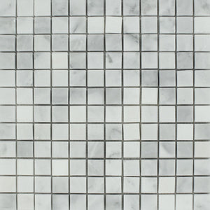 1 x 1 Polished Bianco Mare Marble Mosaic Tile - Tilephile