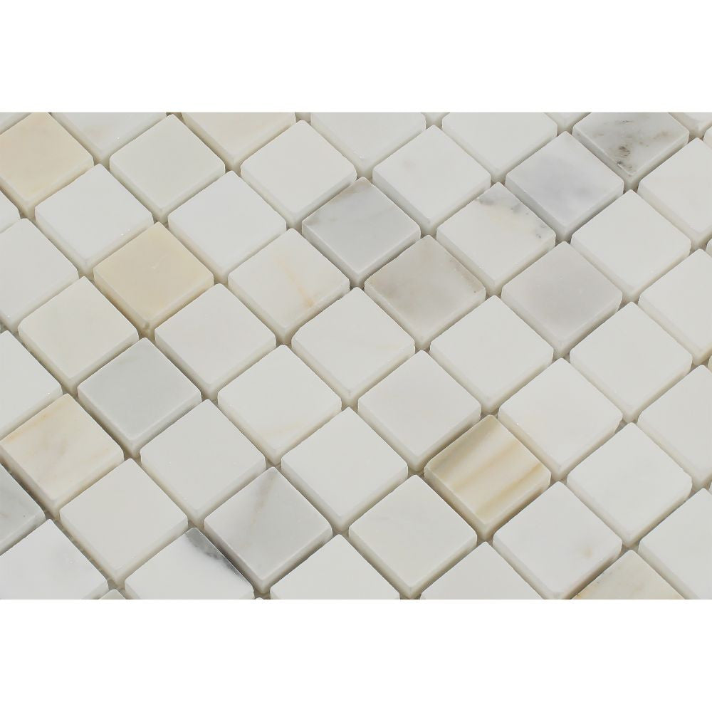 1 x 1 Polished Calacatta Gold Marble Mosaic Tile - Tilephile