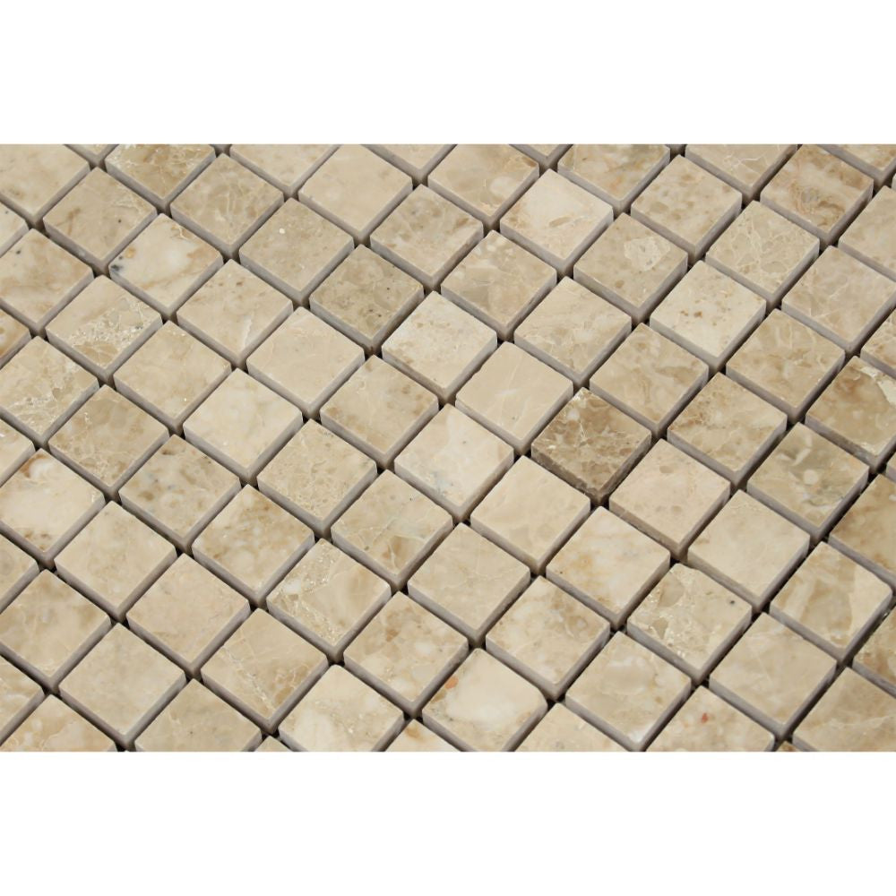 1 x 1 Polished Cappuccino Marble Mosaic Tile - Tilephile