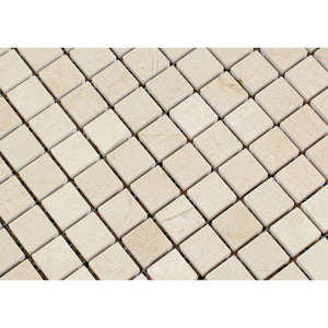 1 x 1 Polished Crema Marfil Marble Mosaic Tile - Tilephile