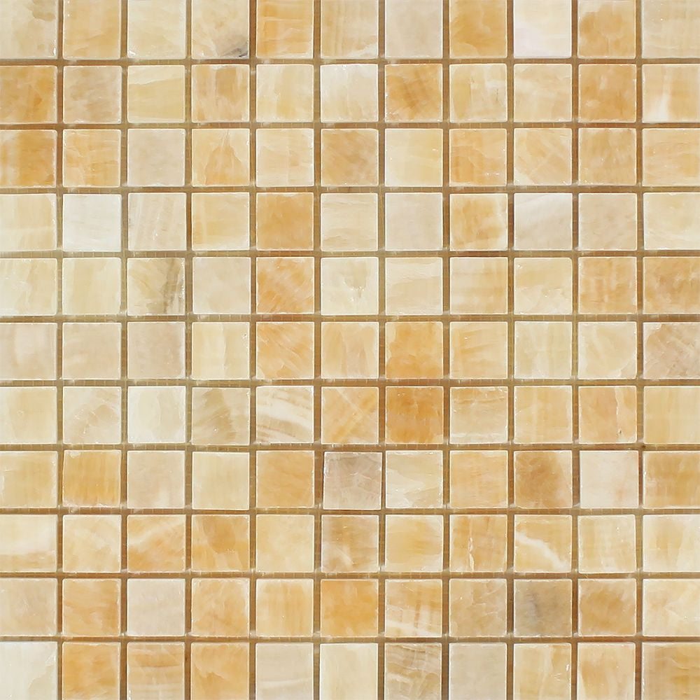 1 x 1 Polished Honey Onyx Mosaic Tile - Tilephile