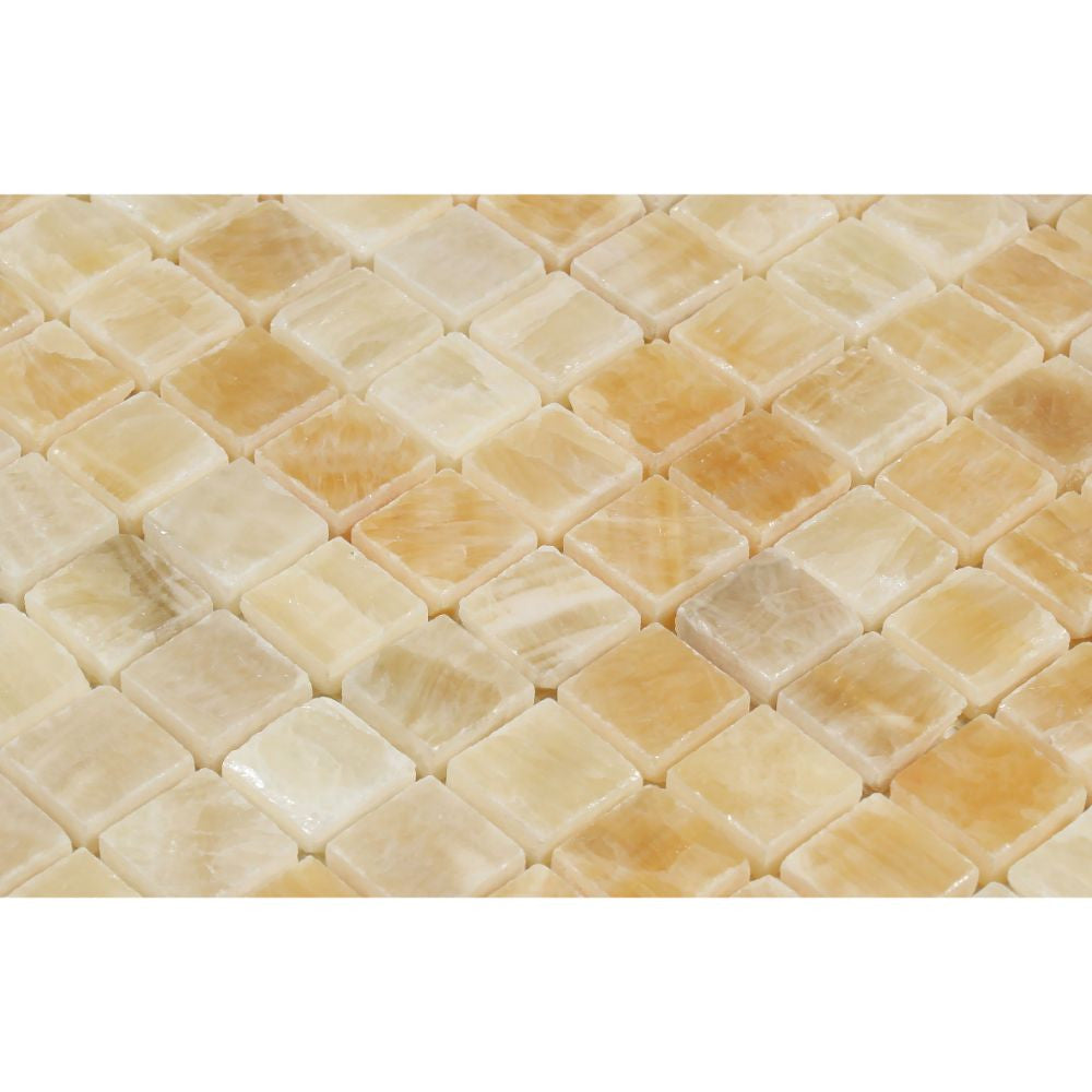 1 x 1 Polished Honey Onyx Mosaic Tile - Tilephile