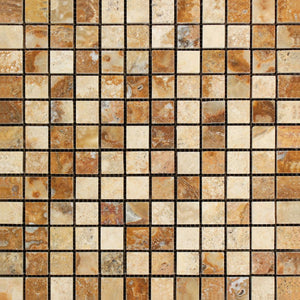 1 x 1 Polished Scabos Travertine Mosaic Tile - Tilephile