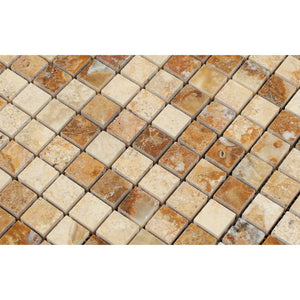 1 x 1 Polished Scabos Travertine Mosaic Tile - Tilephile