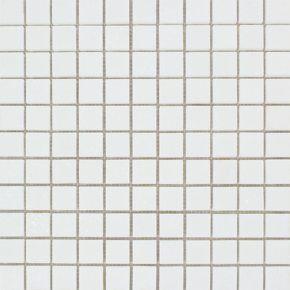 1 x 1 Polished Thassos White Marble Mosaic Tile - Tilephile