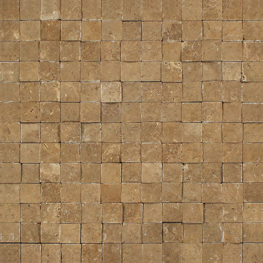 1 x 1 Split-faced Noce Travertine Mosaic Tile Sample - Tilephile