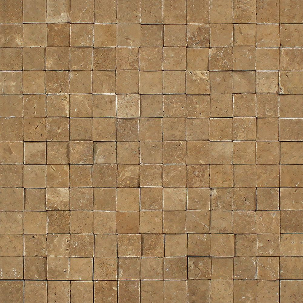 1 x 1 Split-faced Noce Travertine Mosaic Tile - Tilephile