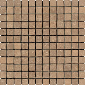 1 x 1 Tumbled Noce Travertine Mosaic Tile - Tilephile