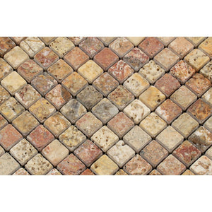 1 x 1 Tumbled Scabos Travertine Mosaic Tile - Tilephile