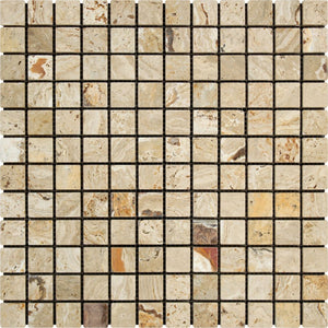 1 x 1 Tumbled Valencia Travertine Mosaic Tile - Tilephile