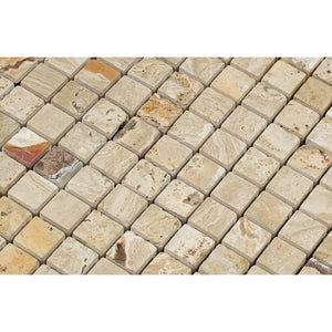 1 x 1 Tumbled Valencia Travertine Mosaic Tile - Tilephile