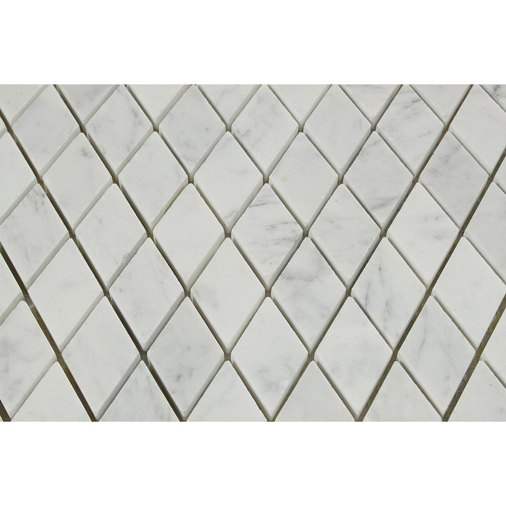 1 x 2 Honed Bianco Carrara Marble Diamond Mosaic Tile - Tilephile