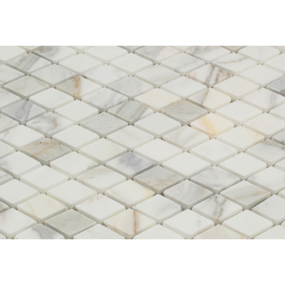 1 x 2 Honed Calacatta Gold Marble Diamond Mosaic Tile - Tilephile