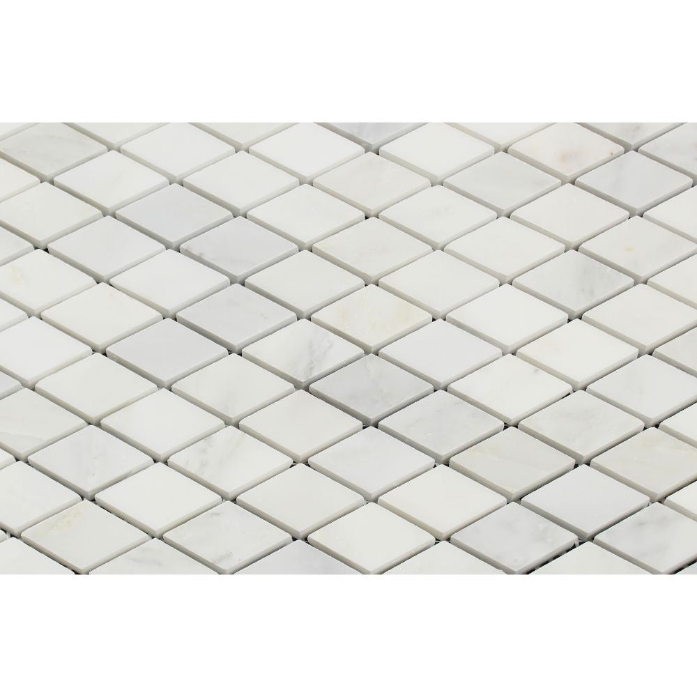 1 x 2 Honed Oriental White Marble Diamond Mosaic Tile - Tilephile