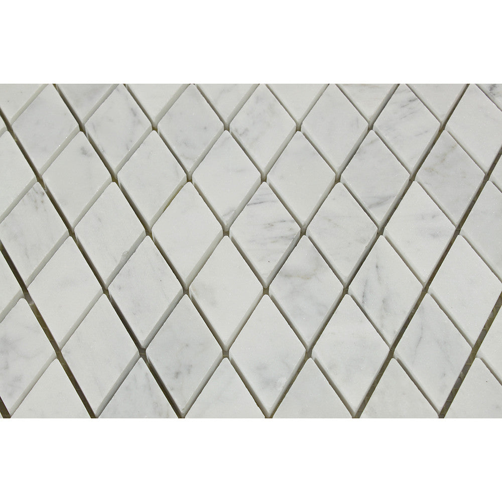 1 x 2 Polished Bianco Carrara Marble Diamond Mosaic Tile - Tilephile