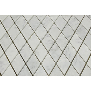 1 x 2 Polished Bianco Carrara Marble Diamond Mosaic Tile - Tilephile
