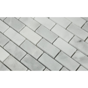 1 x 2 Polished Bianco Mare Marble Mosaic Tile - Tilephile